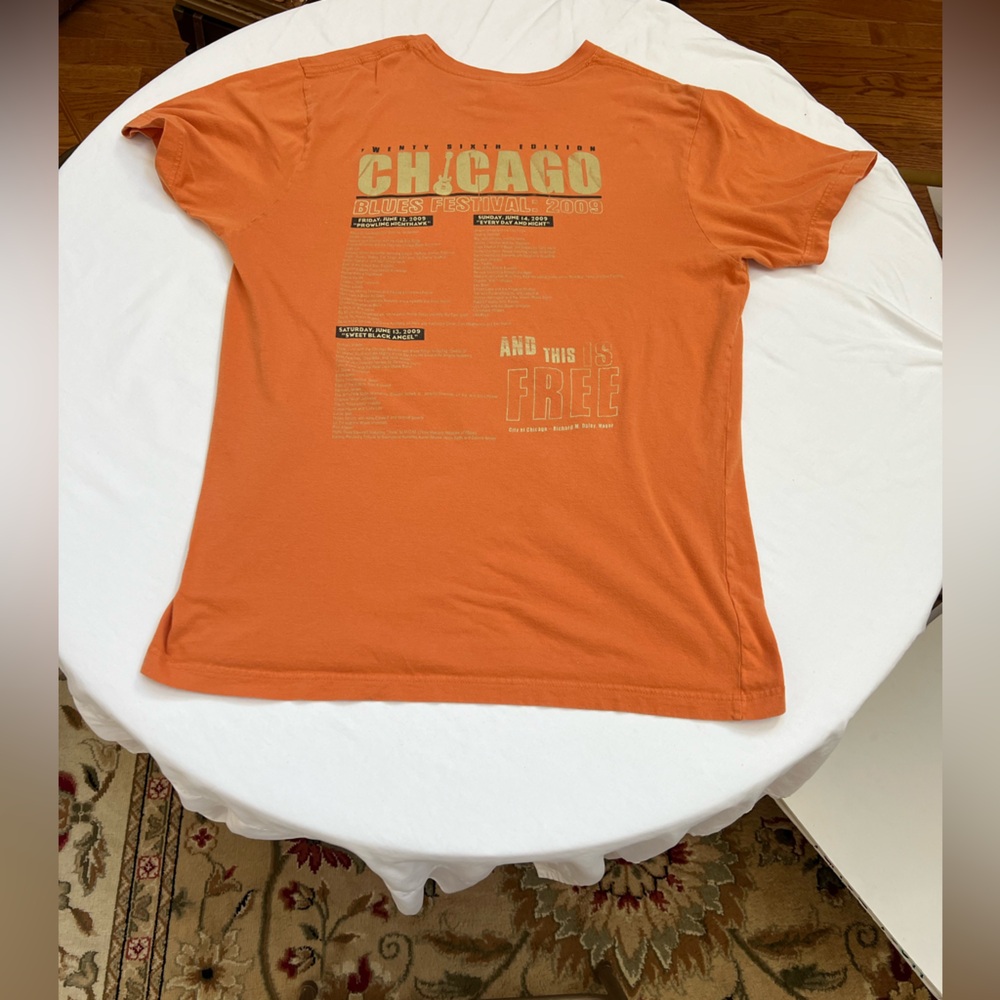 2009 Chicago Blues Festival T-Shirt LARGE Orange Bands Listed 2 Sided 26 Edition - Picture 12 of 16